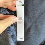 ASOS  DESIGN Cowl Neck Mini Dress With Drape Skirt Blue Satin Size 14. NEW Photo 13