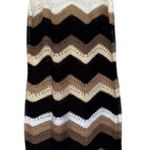 Crochet dress striped chevron zig zag knit midi sleeveless large stretch NEW Black Photo 0