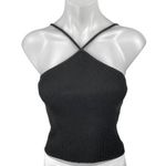 ZARA  Black Sleeveless Cross Strap Cami Camisole Tank Ribbed Knit Crop Top Size S Photo 0