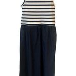 Ellen Tracy  Tank Dress Womens Size M Blue White Striped Maxi Tiered Round Neck Photo 0