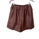 STAUD Clark Vegan Leather Mid-Length Shorts Brown XS Photo 1