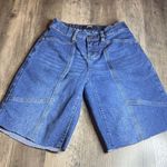 Madden NYC Stylish Denim Women's Long Jean Shorts With Rough Hem Blue Size XS Photo 0