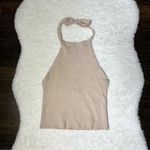 Forever 21  Beige Cropped Knit Halter Tank Top Photo 0