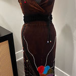 Rising International Artisan Style Brown Embroidered Maxi Dress Size Small Photo 0