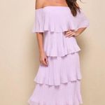 Lulus  Gala Ready Lavender Off The Shoulder Ruffle Midi Dress Photo 0