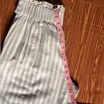 Madewell  Blue and White Striped Linen
Paperbag Cropped Pants Size Medium Photo 6