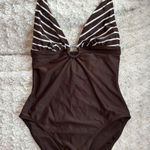 Ralph Lauren swimsuit One Piece Brown & White Halter 10 Photo 0