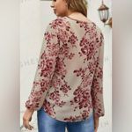 SheIn Curve floral semi sheer blouse elastic at wrists puffy long sleeve size 4X Photo 1