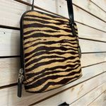 Vintage Shannon Diego Striped Fur Leather PEACE Crossbody Bag Brown Black 7x9 Photo 4