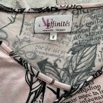 Armand Thiery Affinites French pink novelty newspaper boho blouse, size 2 art Photo 1