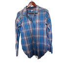 KAVU  Womens Button Front Shirt Blue Red Plaid Elbow Patches Photo 10