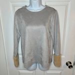 Catherine Malandrino Soft Faux Suede Leather Faux Fur Cuff Long Sleeve Top Grey Photo 3