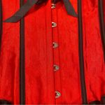None Ruby Red Steel Bonded Satin Ribbon Overbust Ruffle Waist Trainer Corset … Photo 4