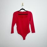 Free People | Truth Or Square Neck Long-Sleeve Bodysuit in Red Photo 2