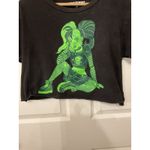Hot Topic Black Neon Goth Girl Distressed Hem Crop Top, S Photo 4