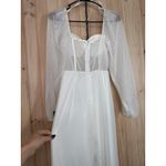 Lulus NWT  Magnetic Glamour White Balloon Sleeve Mesh Bustier Jumpsuit Elegant XS Photo 8