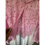 ZARA Pink Floral Lace Open Work Button Down Eyelash Hem Unlined Layering Shirt M Photo 8