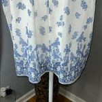 Max Studio  Blue and White Boxy Short Sleeve Blouse Photo 8