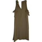 Theory  Natia Modern Crepe Midi Dress Women's Olive Green Size 8 Photo 4