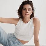 Madewell  Crochet-Trim Crop Sweater Tank in Lighthouse White Size S NWT Photo 0