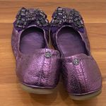 Tory Burch Azalea Jeweled Bow Metallic Purple Ballerina Ballet Flats Size 8.5M Photo 2