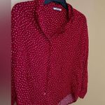 Monki  red & white polka dot button down L Photo 0