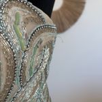 Elegant Strapless Gold and Aqua Dress Blue Size 6 Photo 14