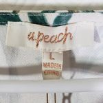 A.Peach New Large White, Green Tropical, Balloon-Sleeve, Cropped, Tie Front Top Photo 3