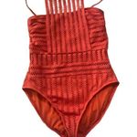 Kenneth Cole Orange Halter Mesh One Piece Swim Suit Womens Size Large NWT Photo 0