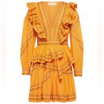 Ulla Johnson NEW Anais Embroidered Cotton Ruffle Dress in Papaya Photo 3