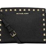 Michael Kors MICHAEL Selma Medium Studded Saffiano Leather Messenger Black Photo 0