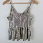 Skies Are Blue  Tank Shirt Sz S Champagne Twist Front Metallic Blouse Night Out Photo 3