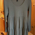 Forever 21  Tiered Waffle Knit Mini Dress Large (fit-Woman's Medium) Sage Green Photo 0