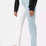 Adika S Two Tone White Blue Zip Fly Ankle Length High Rise Denim Jeans Small Photo 10