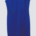 Investments  ROYAL BLUE LASER CUT V-NECK MIDI PENCIL DRESS Photo 0