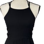 Lulus  Medium Mini Fit 'n Flare Dress Tie Ladder Racerback Lined Black Photo 1