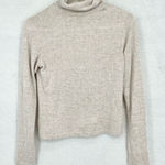 ZARA  Off White Tight Knit Long Sleeve Turtleneck Sweater Size Medium Photo 0