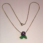 Vintage Boho Floral Pendant Necklace with Green and Purple Accents Photo 2
