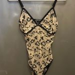 INC  International Concepts Metallic Floral Sheer Bodysuit MOCHA FRAPPE COLOR M Photo 1