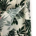 Lush Clothing LUSH Green Tropical Leaf Linen Romper with Faux Wrap Skirt Twist Front Sz Small Photo 4