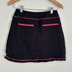 Lija Golf Skort Skirt Shorts Black Coral Piping Zipper Pocket Tennis Preppy XS Photo 2