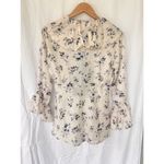 NNWM Woman Floral Ruffle Blouse Black Bow Tie Bell Sleeve Button Victorian M White Size M Photo 5