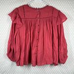 Free People  Pink Laura Eyelet Lace Peasant Top Photo 7
