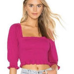 Free People NWT Brenyce Fuchsia Square Neck Crop Top Large Photo 0