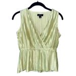 Japna Soprano Green‎ Pleated Sleeveless Top Blouse V Neck Elastic Waist Photo 2