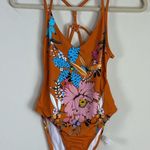 Urban Outfitters NWT Out From Under Casey Strappy Orange Floral One Piece Size S Photo 3
