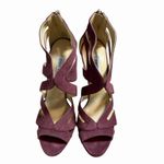 Jimmy Choo  Women's Suede Sandal High Heels Burgandy Size 40.5 Designer Luxury Photo 3