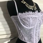Forever 21 Cropped Top Bustier Cami Corset Sheer Floral Lace Violet/Lavender M Photo 5