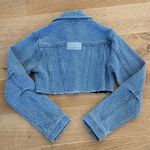 Maniere De Voir  - Catherine Cropped Boucle Denim Jacket in Blue Photo 4