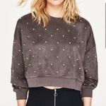ZARA  Women's Brown Studded Crewneck Sweater Photo 1